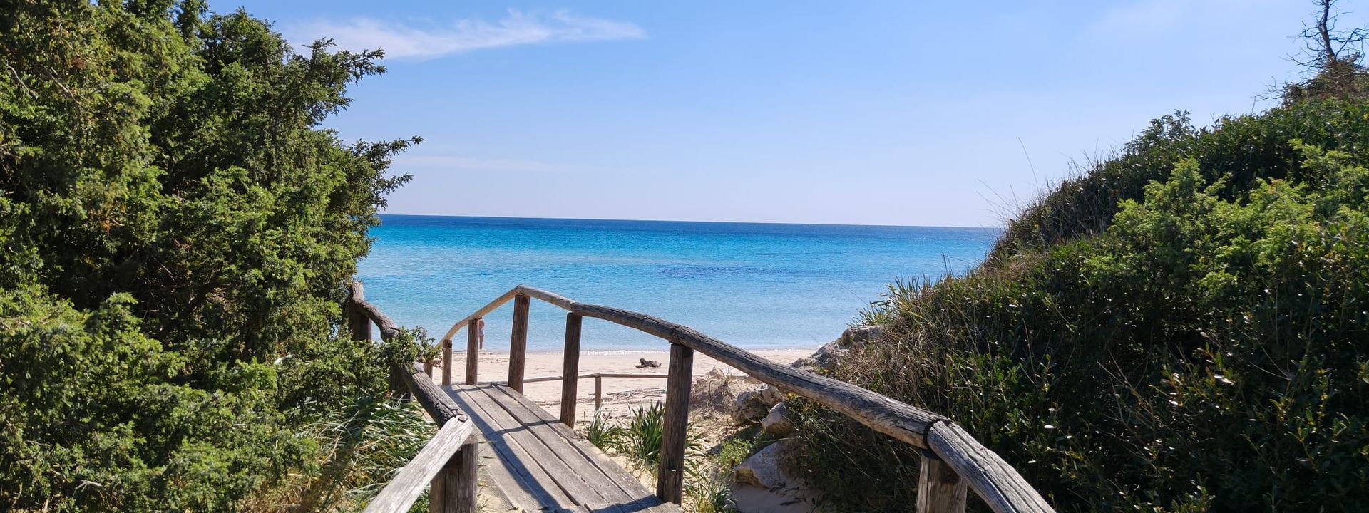 Passerella tra la vegetazione verso il mare