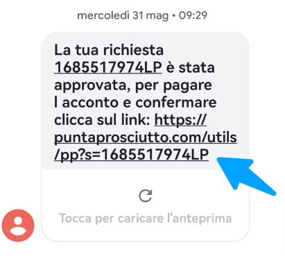Messaggio per confermare e procedere al pagamento