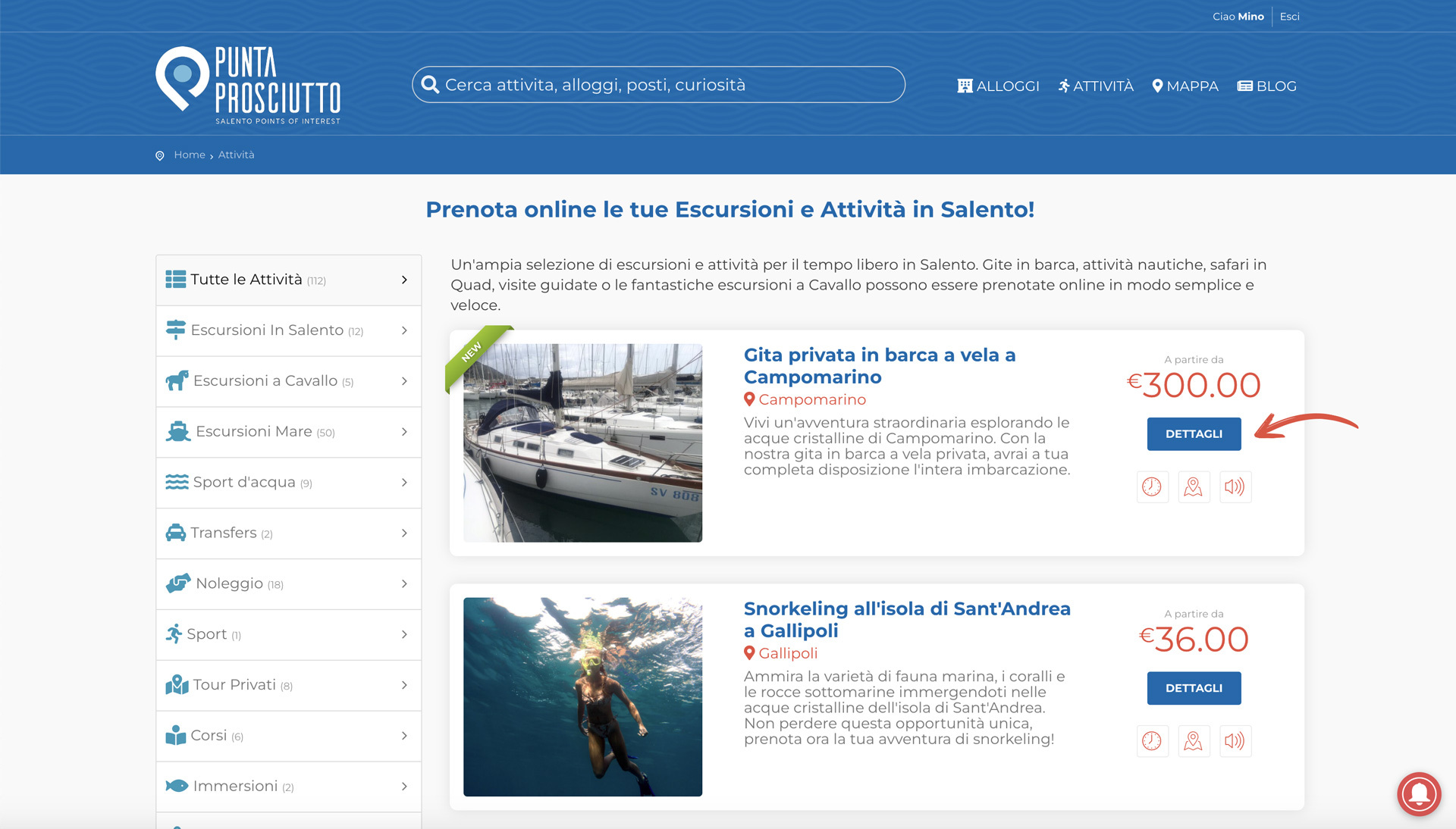 Step 1: Seleziona Attività